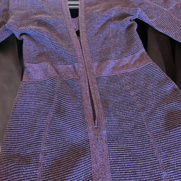 Herve Leger Purple Off-Shoulder Mini Dress - Picture 4 of 11